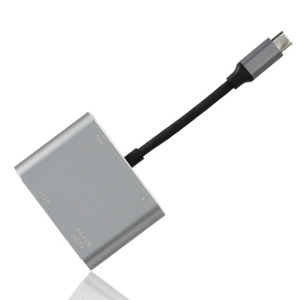 USB-C naar HDMI & VGA Adapter 4-in-1 – Verloopstuk met 4K HDMI, USB 3.0, USB-C Opladen – Geschikt voor MacBook, Laptop, iPad, Chromebook, Samsung & Meer
