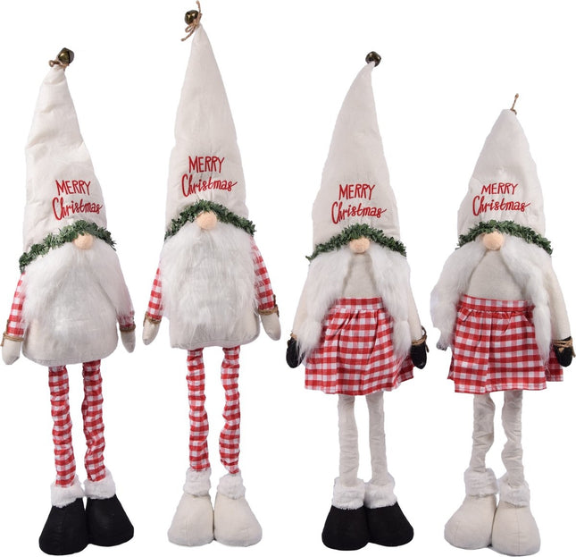 Gnome Staand 100 cm en laag naar 75 cm - Kerst Kabouter Puntmuts - Kabouters - Kerstman | Dwerg | Staand Puntmuts | Kerst zittende kabouter Gevuld met pluche | stabiele Gnome