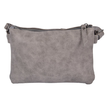 Eigentijdse Grijze PU Crossbody- en Schoudertas - Maat 20.5x14x6.5cm - Met Inbegrip van Creditcardhouder