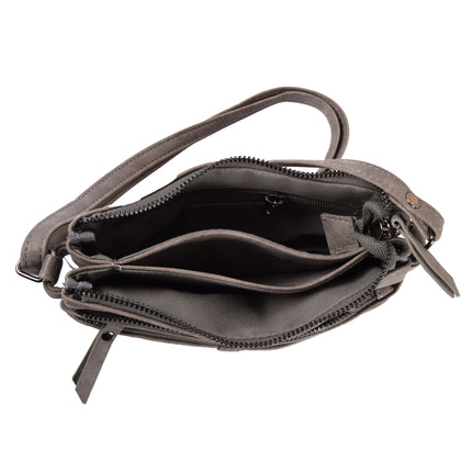 Eigentijdse Grijze PU Crossbody- en Schoudertas - Maat 20.5x14x6.5cm - Met Inbegrip van Creditcardhouder