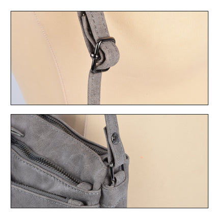 Eigentijdse Grijze PU Crossbody- en Schoudertas - Maat 20.5x14x6.5cm - Met Inbegrip van Creditcardhouder