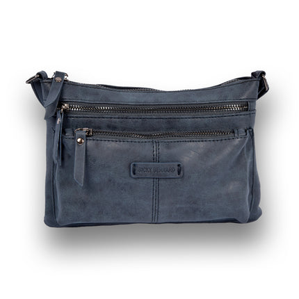 Bicky Bernard Navy Schoudertas - Compact en Lichtgewicht - 5 Vakken - Afmetingen 22.5cm x 4.5cm x 16.5cm - Polyester
