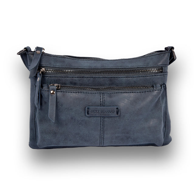 Bicky Bernard Navy Schoudertas - Compact en Lichtgewicht - 5 Vakken - Afmetingen 22.5cm x 4.5cm x 16.5cm - Polyester