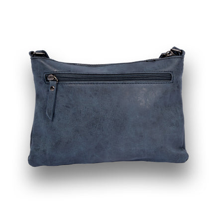 Bicky Bernard Navy Schoudertas - Compact en Lichtgewicht - 5 Vakken - Afmetingen 22.5cm x 4.5cm x 16.5cm - Polyester