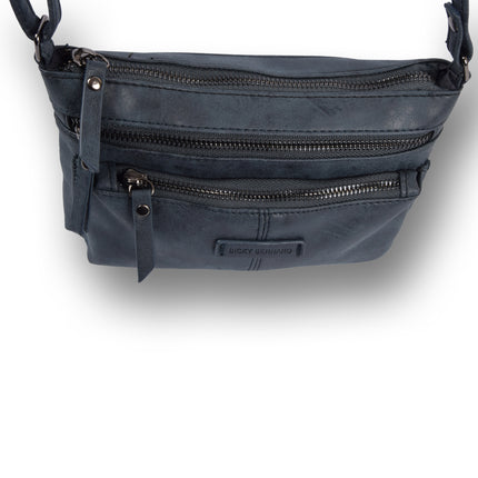 Bicky Bernard Navy Schoudertas - Compact en Lichtgewicht - 5 Vakken - Afmetingen 22.5cm x 4.5cm x 16.5cm - Polyester