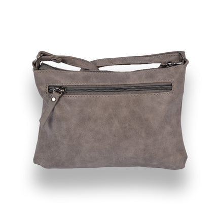 Bicky Bernard Dames Schoudertas - Grijze Kleur - 23cm x 4cm x 17cm - 1.6L - Polyester - 5 Vakken - Crossbody Tas