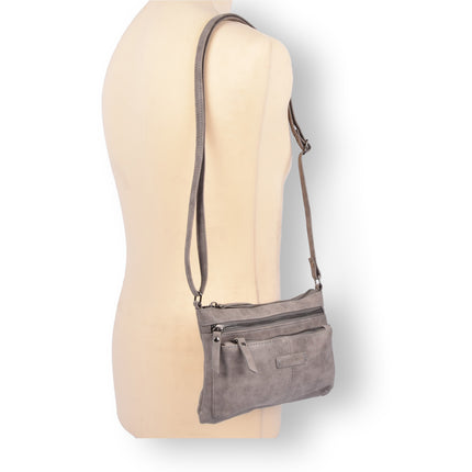 Bicky Bernard Dames Schoudertas - Grijze Kleur - 23cm x 4cm x 17cm - 1.6L - Polyester - 5 Vakken - Crossbody Tas