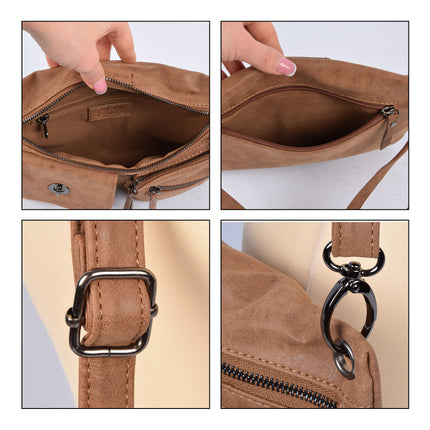 Elegante Camelkleurige Damestas - Bicky Bernard - 26x3x21cm - PU - Schoudertas – Crossbodytas