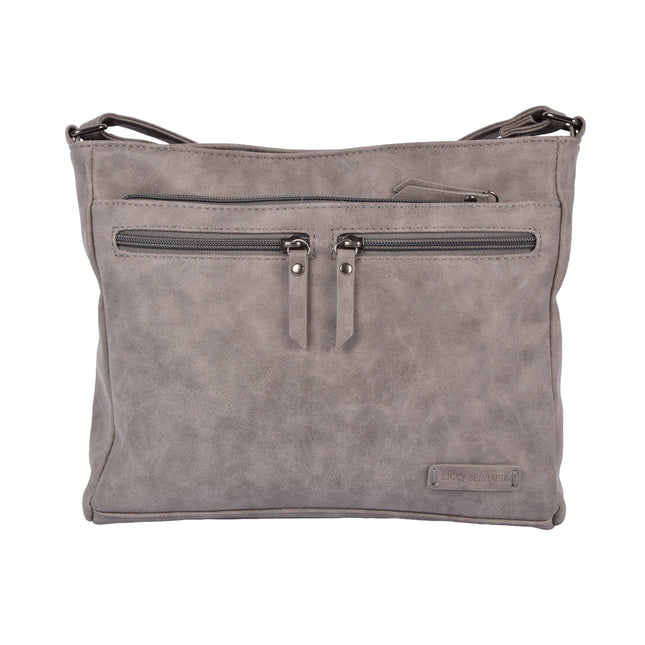 Bicky Bernard schoudertas en crossbody in grijs, inclusief creditcardhouder - Afmetingen: 30.5 x 9.5 x 25 cm - Materiaal: PU - Totaal vakken: 10.