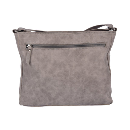 Bicky Bernard schoudertas en crossbody in grijs, inclusief creditcardhouder - Afmetingen: 30.5 x 9.5 x 25 cm - Materiaal: PU - Totaal vakken: 10.