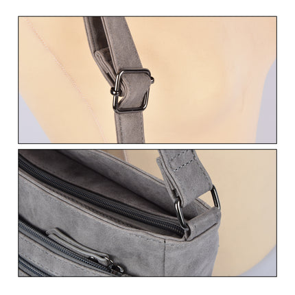 Bicky Bernard schoudertas en crossbody in grijs, inclusief creditcardhouder - Afmetingen: 30.5 x 9.5 x 25 cm - Materiaal: PU - Totaal vakken: 10.