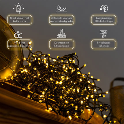 Kerstverlichting | Clusterverlichting 576 LED Warm Wit | Voor Binnen & Buiten | +8 Lichtfuncties