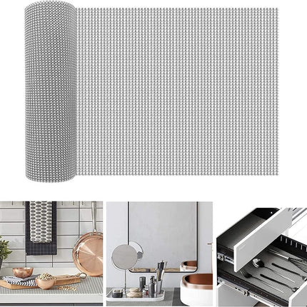 Non Slip Grip mat grijs | 45x125 cm Antislipmat Gaas Patroon voor Bureaus en Keukenlades | Interieuraccessoires