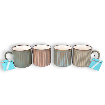 Stijlvolle Paars Koffiekopjes, Theekopjes en Koffiemokken Set - 3 stuks - Aardewerk - 250ml