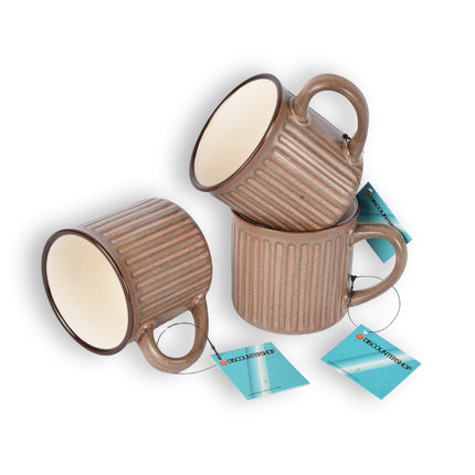 Stijlvolle Paars Koffiekopjes, Theekopjes en Koffiemokken Set - 3 stuks - Aardewerk - 250ml