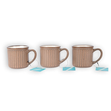 Stijlvolle Paars Koffiekopjes, Theekopjes en Koffiemokken Set - 3 stuks - Aardewerk - 250ml