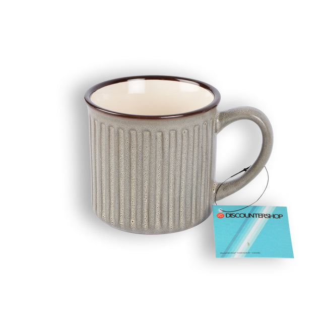 Stijlvolle Grijs/Beige Beker - Koffiebeker van Aardewerk – 250ml - Bekerset - 13cm x 9cm - Drinkbeker – Theebeker