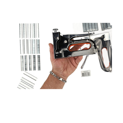 Handtacker Set | Metaal Nietpistool Met 1000 Nietjes | 3 Soorten Nietjes - 10, 11 & 12 mm | Instelbare Schietkracht