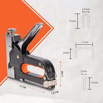 Nietpistool met Nietjes - Set van 4 | Nietmachine Inclusief Verschillende Soorten Nietjes (maten: 4–14 mm, 10–12 mm en 10–14 mm)