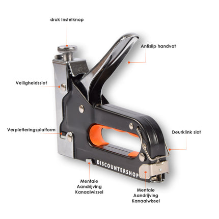 Nietpistool met Nietjes - Set van 4 | Nietmachine Inclusief Verschillende Soorten Nietjes (maten: 4–14 mm, 10–12 mm en 10–14 mm)