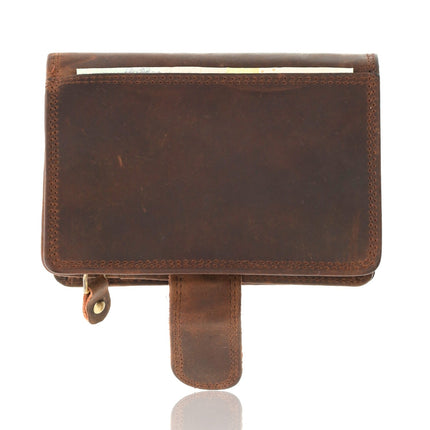 Leren Portemonnee - RFID Portemonnee Leer - 13x9x3cm - Portemonnee met Veel Vakjes voor Pasjes, Muntvak en Ritssluiting - Unisex Anti-Skim Buffelleer Portemonnee