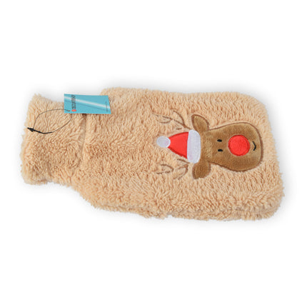 Beige Polyester Warmwaterkruik met Hoes - 850ml - Winteraccessoires - Kruik tegen Koude Voeten - 17x1.5x27cm