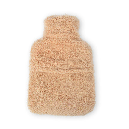 Beige Polyester Warmwaterkruik met Hoes - 850ml - Winteraccessoires - Kruik tegen Koude Voeten - 17x1.5x27cm