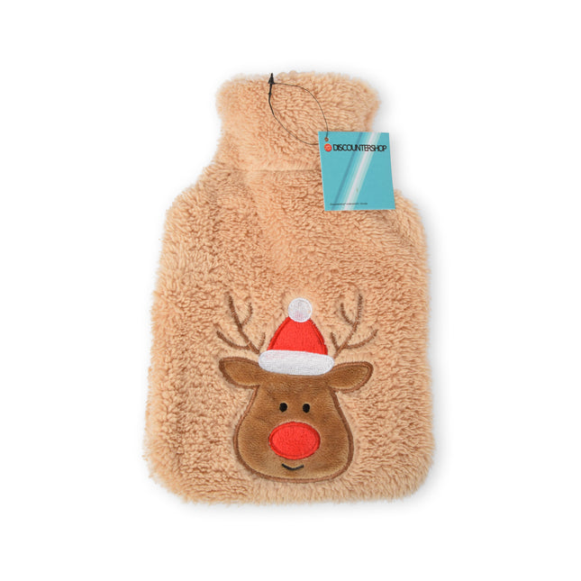 Beige Polyester Warmwaterkruik met Hoes - 850ml - Winteraccessoires - Kruik tegen Koude Voeten - 17x1.5x27cm