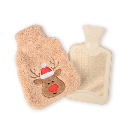 Beige Polyester Warmwaterkruik met Hoes - 850ml - Winteraccessoires - Kruik tegen Koude Voeten - 17x1.5x27cm