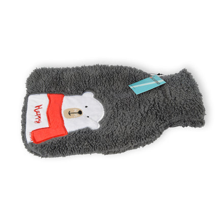 Warmwaterkruik met Hoes - Donker Grijs, Polyester & Natuurrubber - 850ml - Voor Kinderen - Liefdevolle Pinguïn Knuffelhoes 
