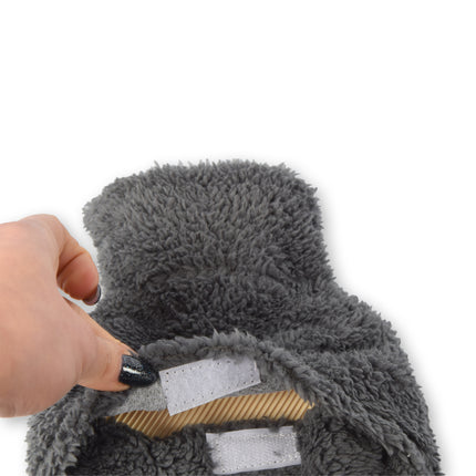 Warmwaterkruik met Hoes - Donker Grijs, Polyester & Natuurrubber - 850ml - Voor Kinderen - Liefdevolle Pinguïn Knuffelhoes 