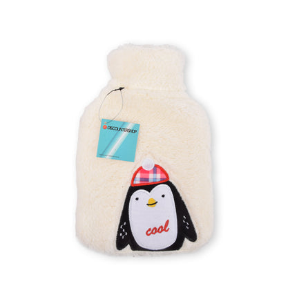 Warmwaterkruik met Zachte Hoes - Kinderkruik - 850 ml Thermokruik - met Liefdevolle Pinguïn Knuffelhoes - kruik voor Baby's