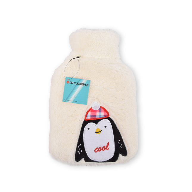 Warmwaterkruik met Zachte Hoes - Kinderkruik - 850 ml Thermokruik - met Liefdevolle Pinguïn Knuffelhoes - kruik voor Baby's