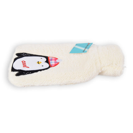 Warmwaterkruik met Zachte Hoes - Kinderkruik - 850 ml Thermokruik - met Liefdevolle Pinguïn Knuffelhoes - kruik voor Baby's