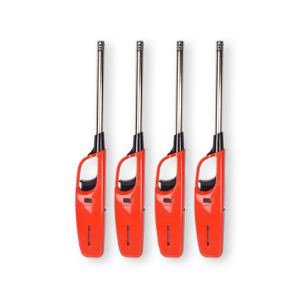 Krachtige elektrische aansteker - Gasaansteker - BBQ starter elektrisch | Navulbare aansteker | 4 stuks | Plastic | Rood | 268mm