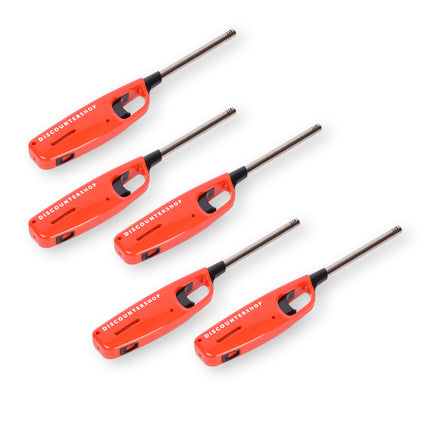 Krachtige elektrische aansteker - Gasaansteker - BBQ starter elektrisch | Navulbare aansteker | 5 stuks | Plastic | Rood | 268mm