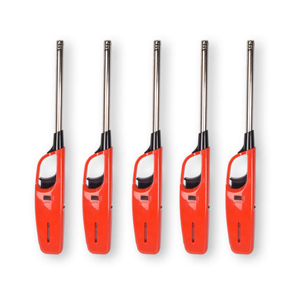 Krachtige elektrische aansteker - Gasaansteker - BBQ starter elektrisch | Navulbare aansteker | 5 stuks | Plastic | Rood | 268mm