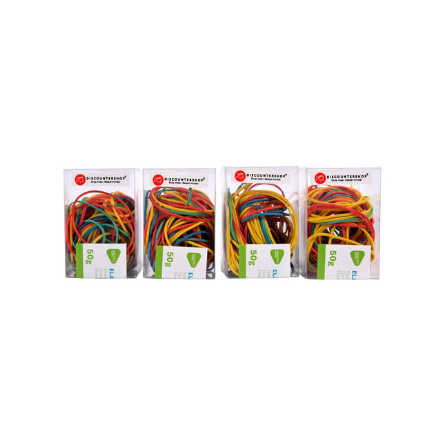 Zoetigheid Om Je Haar Gewikkeld | Rubberen Elastiekjes Multi-Kleur | 4 Doosjes x 50g | Belangrijk Voor Kantoorgebruik | 8cm Uitrekbaar Tot 25cm | Inventieve Stijl Voor Elk Artikel 