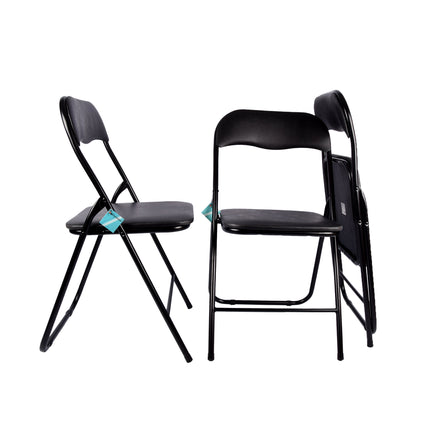Moderne Zwarte Opvouwbare Eetkamerstoelen | Set van 3 | Polyester en Metaal | 37.5cm x 39cm x 78.5cm | Lichtgewicht Campingstoel met Rugleuning | Inklapbare Keukenstoelen | Ruimtebesparende Eetkamerstoelen