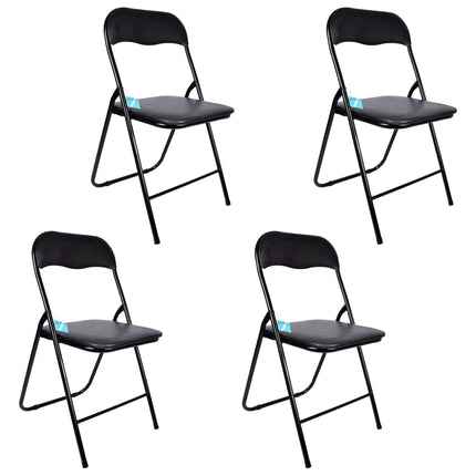 Viermaal Stijlvol Zwart: Innovatieve Opvouwbare Eetkamerstoelen Set | Lichtgewicht | Polyester en Metaal | 37.5cm x 39cm x 78.5cm | Duurzaam en Ruimtebesparend | Perfect voor Binnen en Buiten 