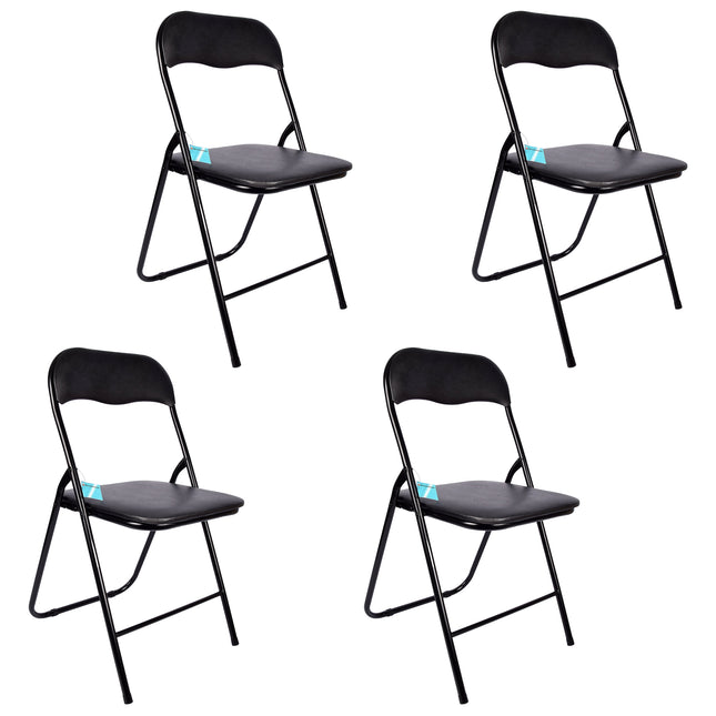 Viermaal Stijlvol Zwart: Innovatieve Opvouwbare Eetkamerstoelen Set | Lichtgewicht | Polyester en Metaal | 37.5cm x 39cm x 78.5cm | Duurzaam en Ruimtebesparend | Perfect voor Binnen en Buiten 
