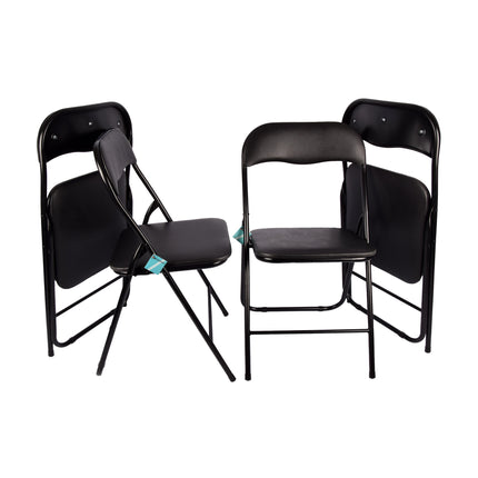 Viermaal Stijlvol Zwart: Innovatieve Opvouwbare Eetkamerstoelen Set | Lichtgewicht | Polyester en Metaal | 37.5cm x 39cm x 78.5cm | Duurzaam en Ruimtebesparend | Perfect voor Binnen en Buiten 