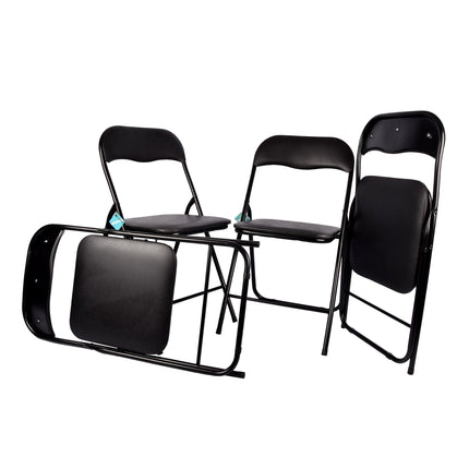 Viermaal Stijlvol Zwart: Innovatieve Opvouwbare Eetkamerstoelen Set | Lichtgewicht | Polyester en Metaal | 37.5cm x 39cm x 78.5cm | Duurzaam en Ruimtebesparend | Perfect voor Binnen en Buiten 