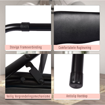 Moderne Zwarte Opvouwbare Eetkamerstoelen | Set van 3 | Polyester en Metaal | 37.5cm x 39cm x 78.5cm | Lichtgewicht Campingstoel met Rugleuning | Inklapbare Keukenstoelen | Ruimtebesparende Eetkamerstoelen