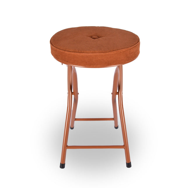 Bruin Klapstoel Met Zithoogte Van 45 cm Vouwstoel Velvet Zitvlak - Stoel - Tafelstoel- Ribcord - Tafelstoel - Klapstoel - Velvet Klapstoel - Luxe Klapstoel - Met Kussentjes - Fluweel- Stoelen - Klapstoelen - Stoeltje - Premium Chair - Cognac