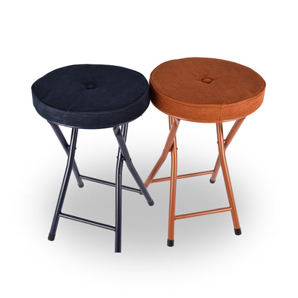 Klapstoel Met Zithoogte Van 45 cm Vouwstoel Velvet Zitvlak - Stoel - Tafelstoel- Ribcord - Tafelstoel - Klapstoel - Velvet Klapstoel - Luxe Klapstoel - Met Kussentjes - Fluweel- Stoelen - Klapstoelen - Stoeltje - Premium Chair - Blauw