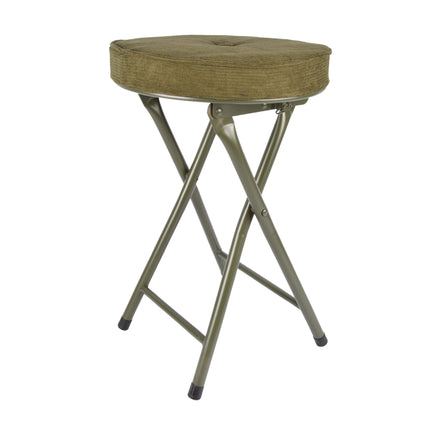 Stijlvolle Opvouwbare Stoel voor Lounge en Bar - Metalen Frame - Fluwelen Bekleding - 120kg Draaggewicht - Ergonomische Zitdiepte - Groen (Olijf)