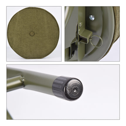 Stijlvolle Opvouwbare Stoel voor Lounge en Bar - Metalen Frame - Fluwelen Bekleding - 120kg Draaggewicht - Ergonomische Zitdiepte - Groen (Olijf)