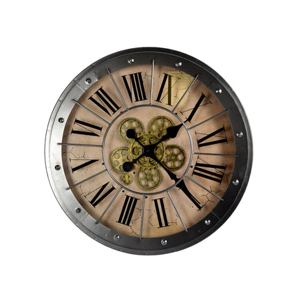 Moderne Zwart & Beige Wandklok 57cm | Ø57cm | Metalen Klok met Glazen Details | Batterij Aangedreven (AA 1.5V) | Perfect voor Woonkamer Slaapkamer Kantoor Keuken en School | Gemakkelijk te Decor Home