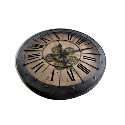 Moderne Zwart & Beige Wandklok 57cm | Ø57cm | Metalen Klok met Glazen Details | Batterij Aangedreven (AA 1.5V) | Perfect voor Woonkamer Slaapkamer Kantoor Keuken en School | Gemakkelijk te Decor Home